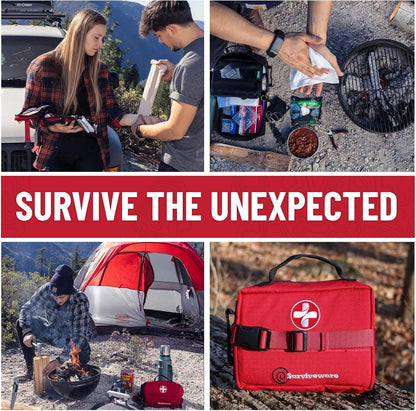 Comprehensive Premium First Aid Kit Emergency Medical Kit for Travel Camping Gear, Survival Kits, Home Essentials and Outdoor Emergencies - Medium, Red