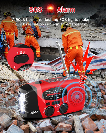 Emergency Hand Crank Radio with LED Flashlight