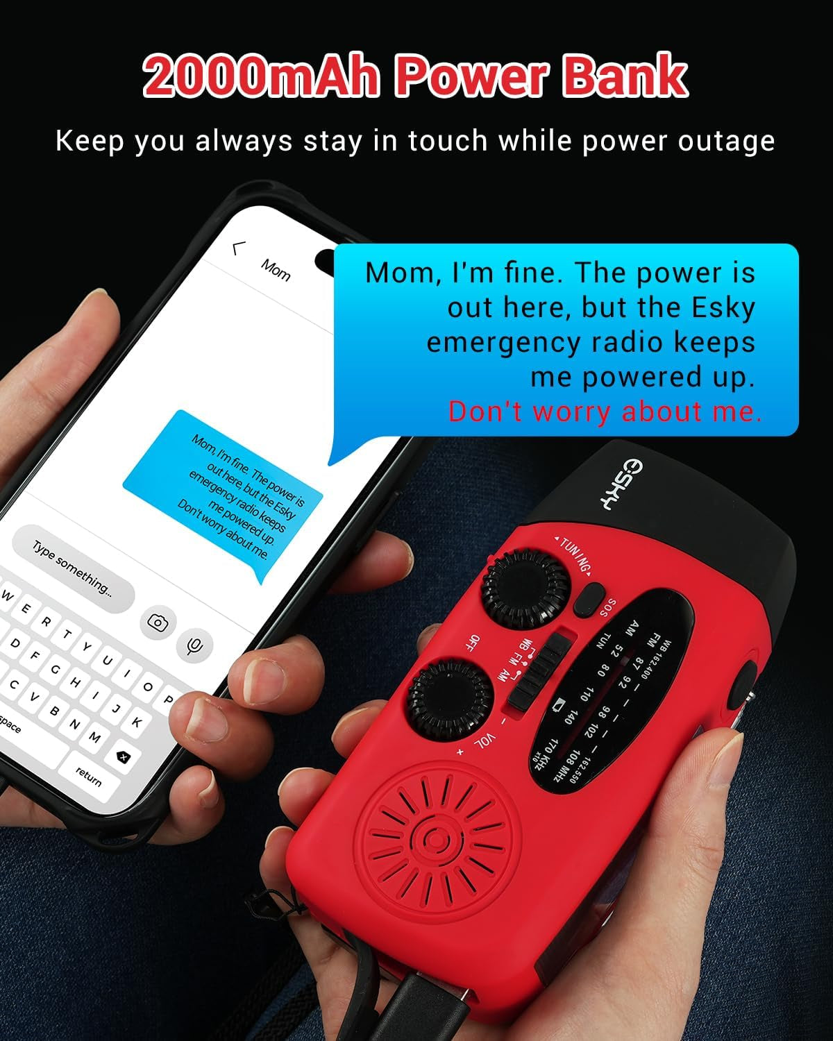 Emergency Hand Crank Radio with LED Flashlight