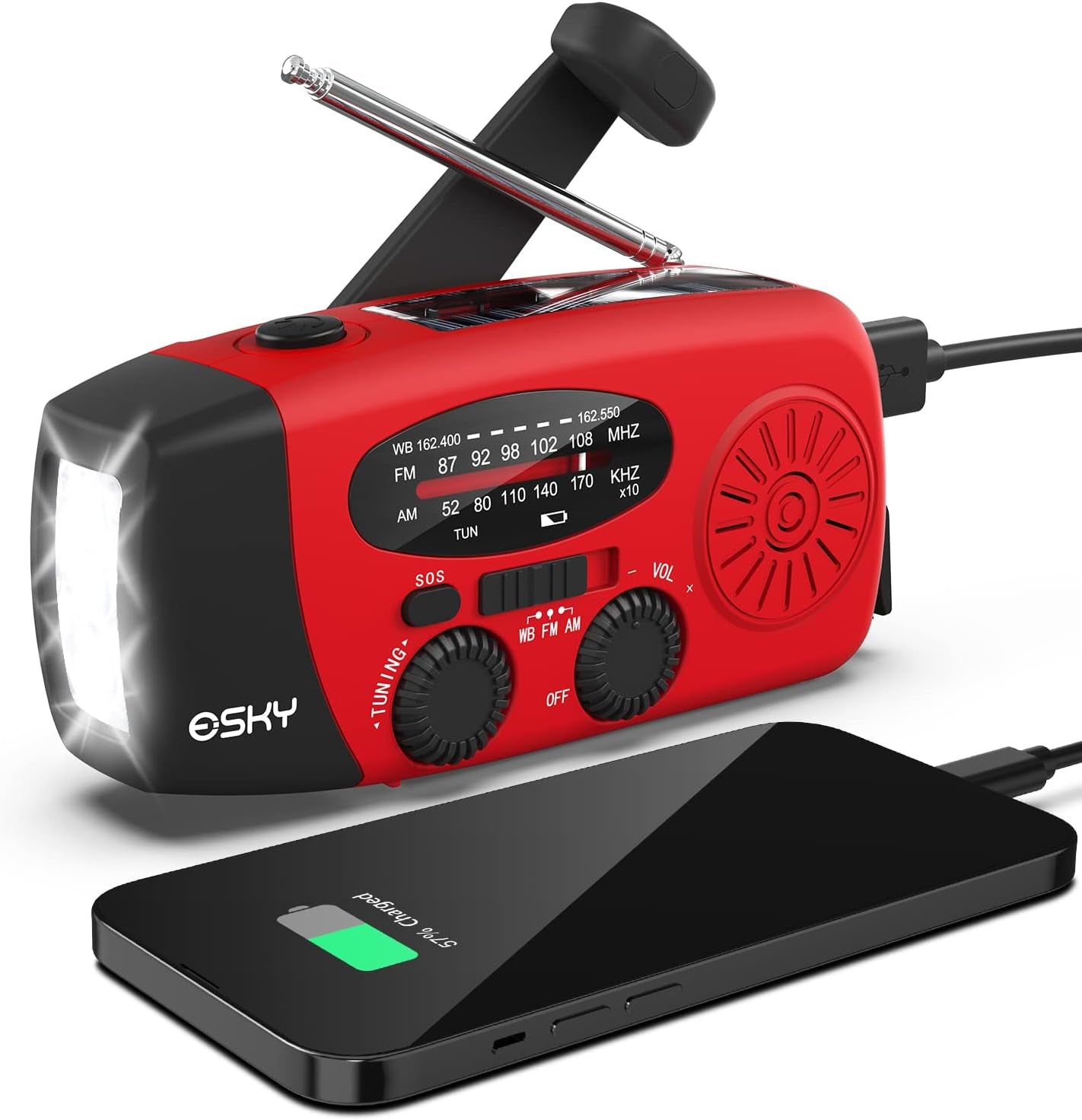 Emergency Hand Crank Radio with LED Flashlight